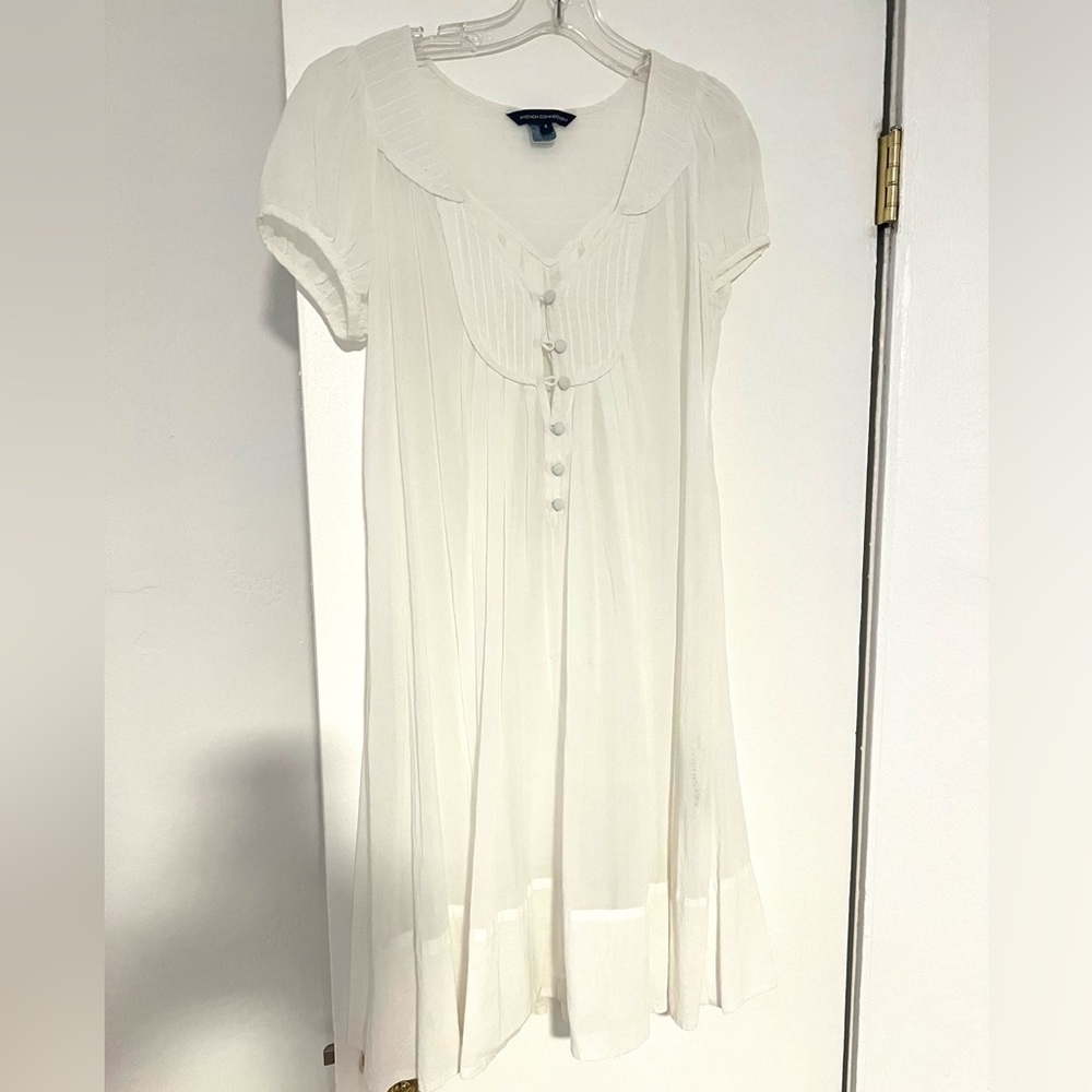 French Connection white cotton cap sleeve dress